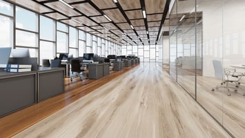 Commercial flooring installed at 300 Main street in Winnipeg Fall 2023