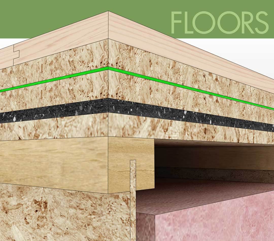 Sound deadening Floor Assembly made of wood